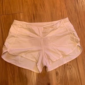 White lululemon speed up shorts